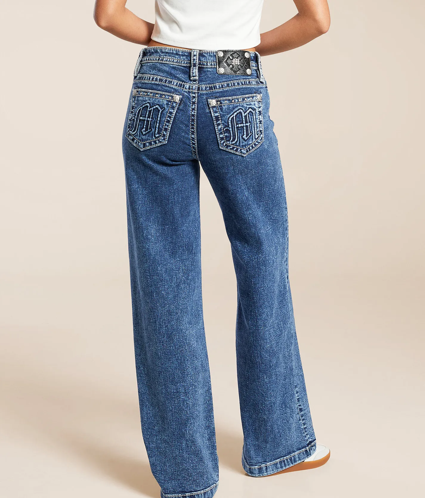 Miss Me High Rise Wide Leg Stretch Jean V117 New