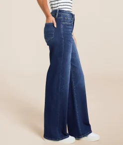 Flying Monkey High Rise Wide Leg Stretch Jean Flying Bird Best