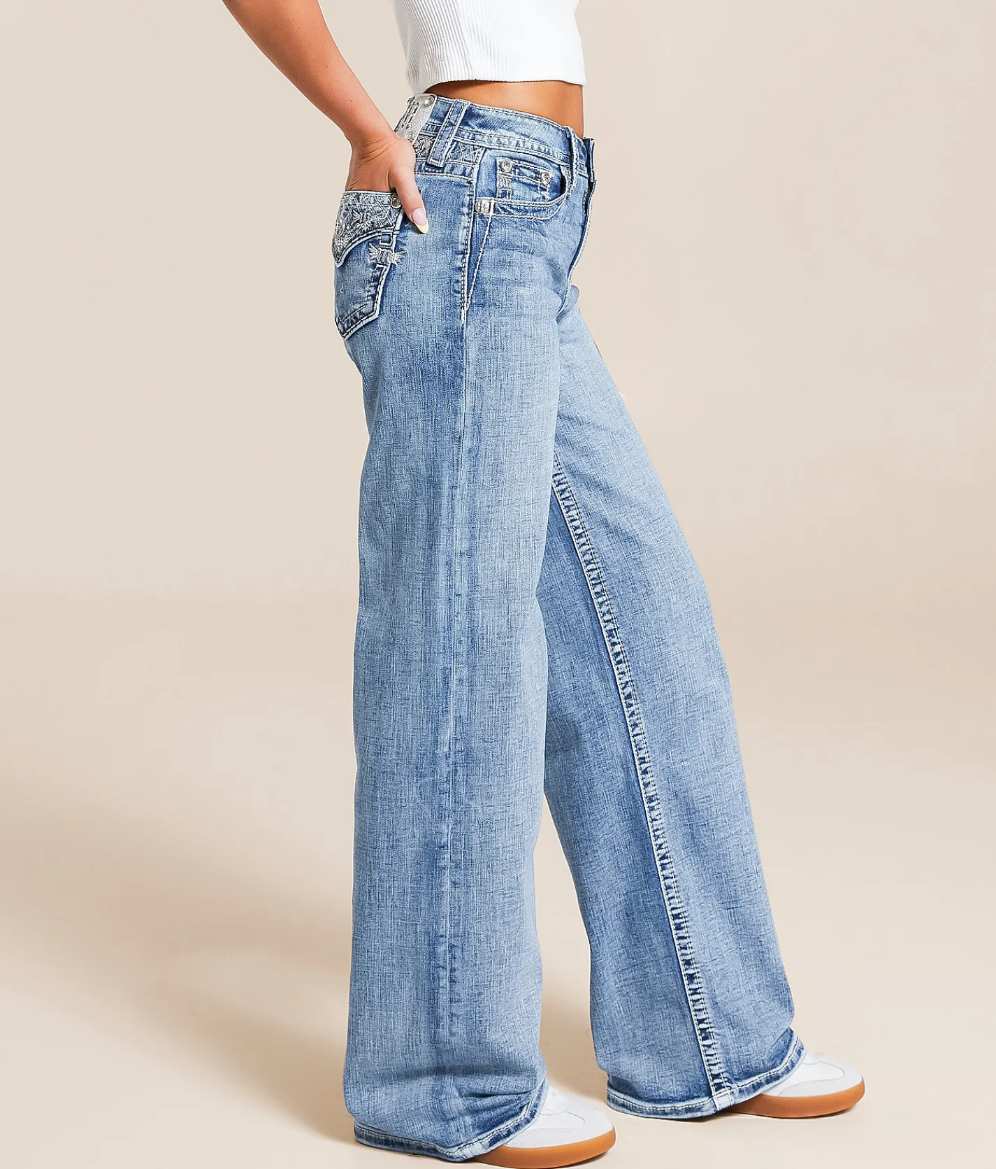 Miss Me High Rise Wide Leg Stretch Jean M383 Outlet