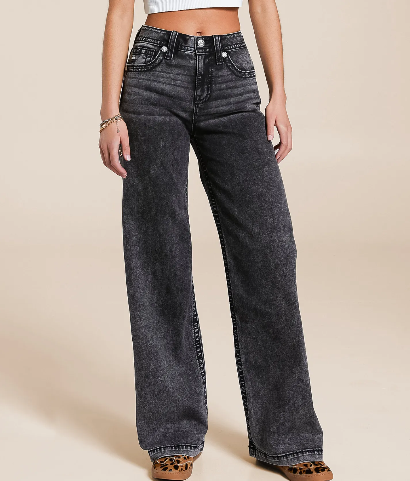 Miss Me High Rise Wide Leg Stretch Jean G16 Outlet