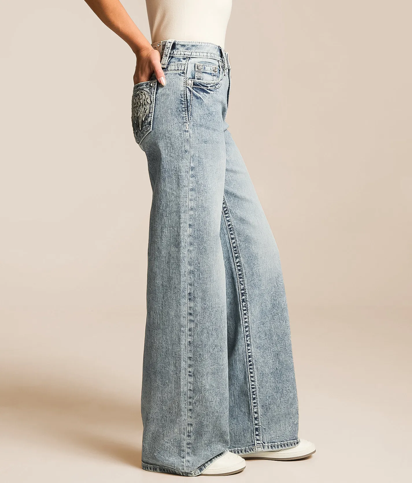 Bottoms | Miss Me High Rise Wide Leg Stretch Jean L326