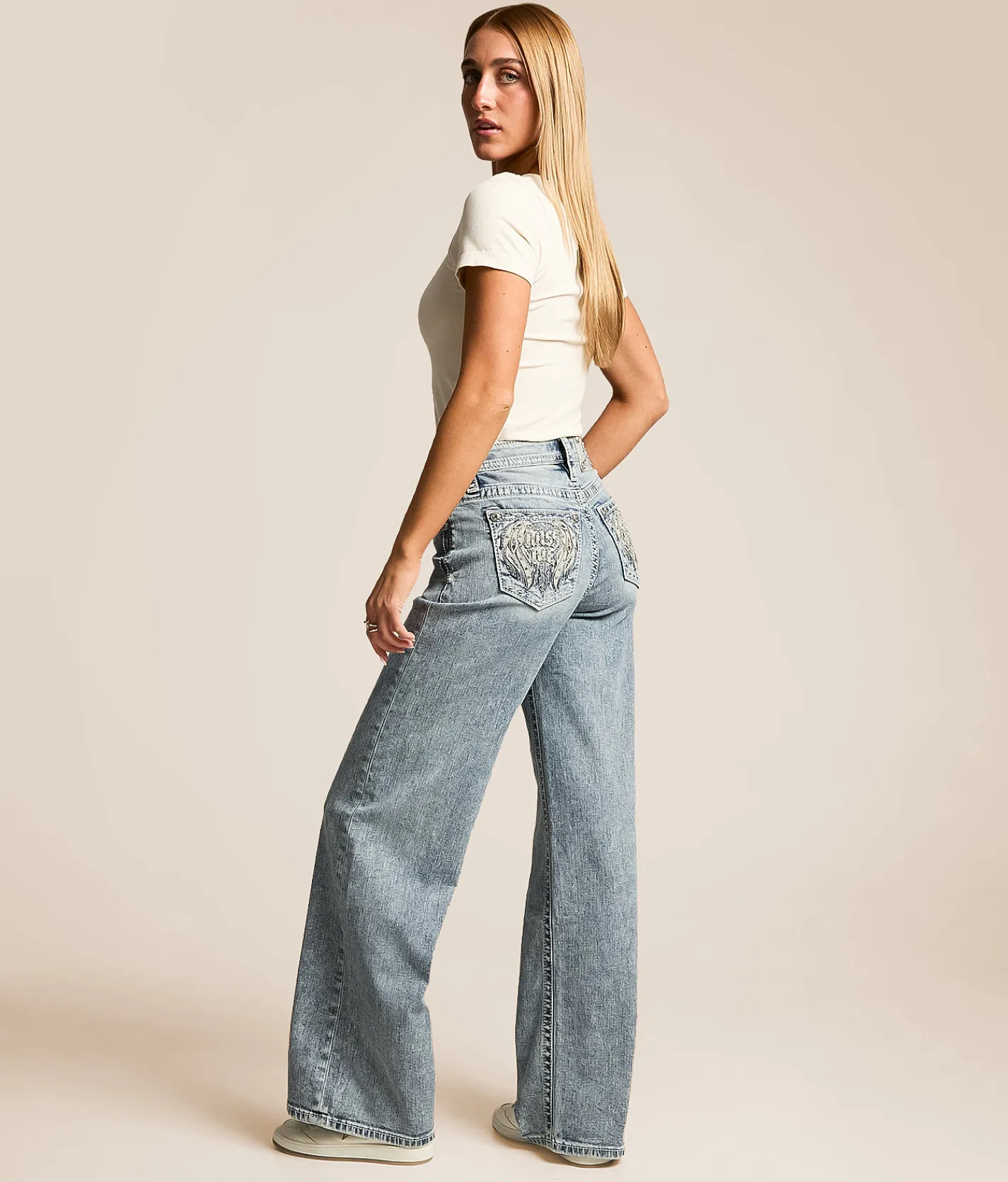 Bottoms | Miss Me High Rise Wide Leg Stretch Jean L326
