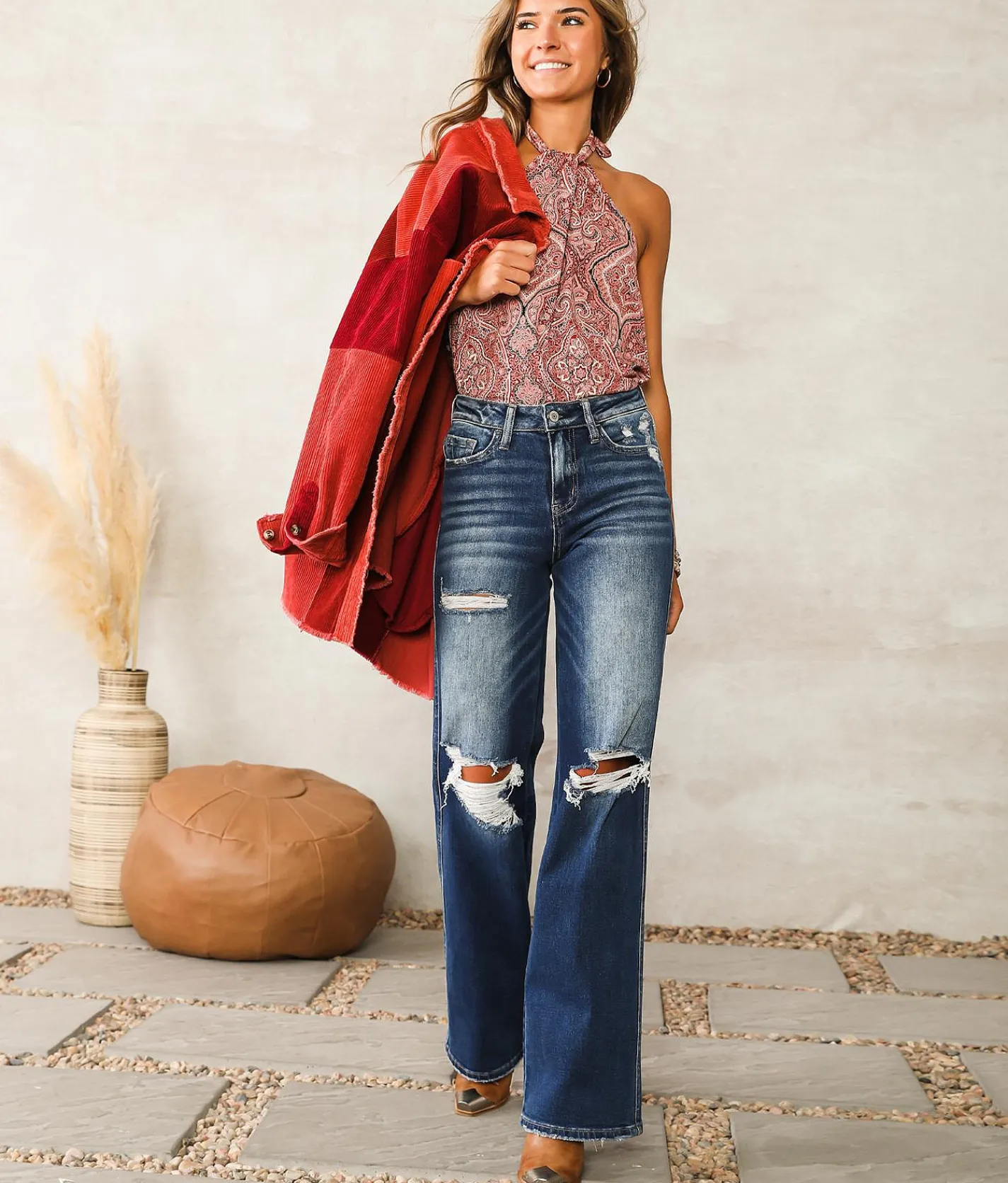 Flying Monkey High Rise Wide Leg Stretch Jean Lonely Lover Clearance
