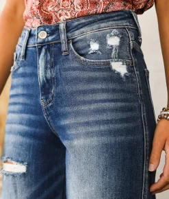 Flying Monkey High Rise Wide Leg Stretch Jean Lonely Lover Clearance