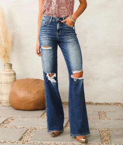 Flying Monkey High Rise Wide Leg Stretch Jean Lonely Lover Clearance