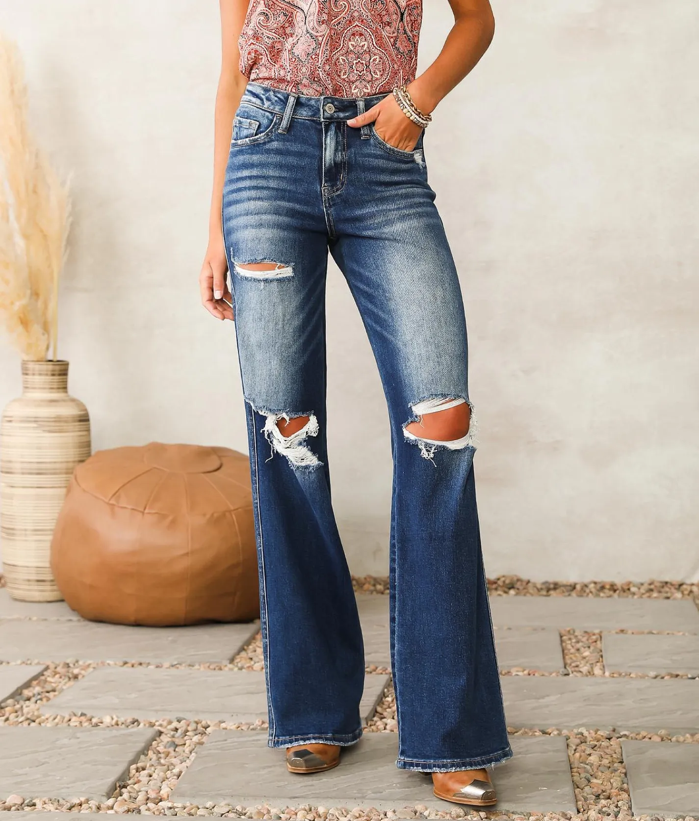 Flying Monkey High Rise Wide Leg Stretch Jean Lonely Lover Clearance