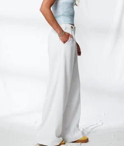 33 Coastal High Rise Wide Leg Trouser Pant White Clearance