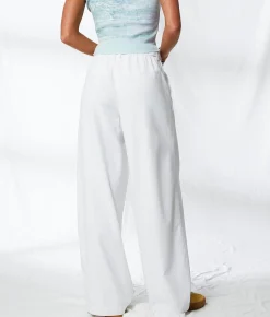 33 Coastal High Rise Wide Leg Trouser Pant White Clearance