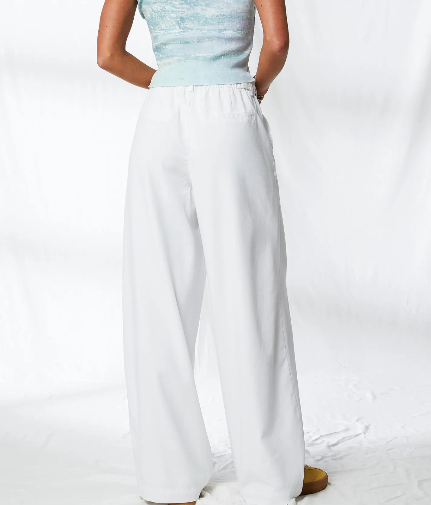 33 Coastal High Rise Wide Leg Trouser Pant White Clearance