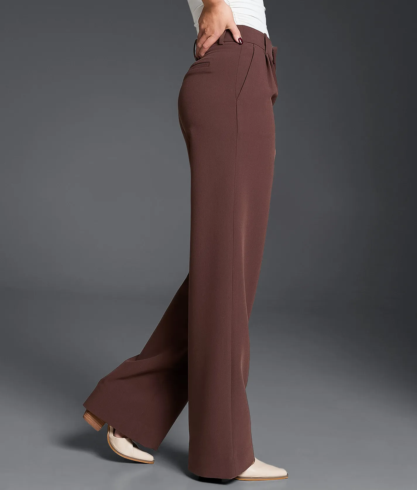 Buckle Black High Rise Wide Leg Trouser Stretch Pant French Roast Best