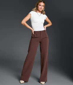 Buckle Black High Rise Wide Leg Trouser Stretch Pant French Roast Best