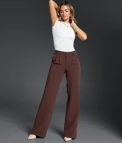 Buckle Black High Rise Wide Leg Trouser Stretch Pant French Roast Best