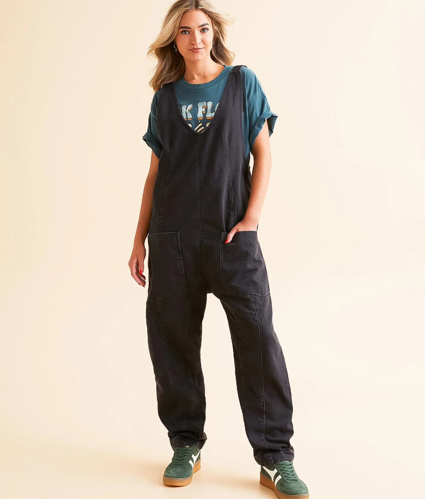 Rompers & Jumpsuits | Free People High Roller Overall Denim Jumpsuit Mineral Black