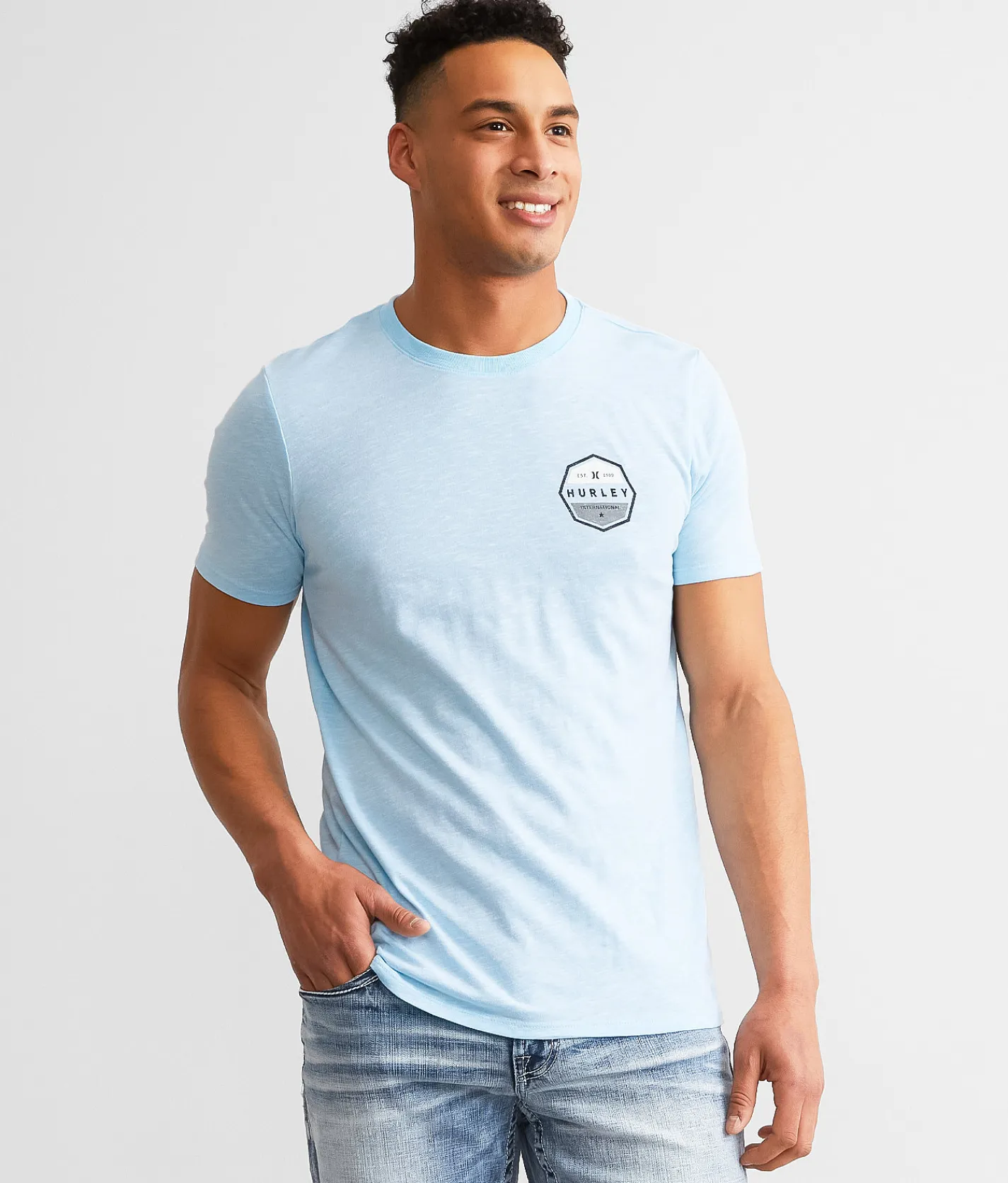 Hurley High Tide T-Shirt Pure Plat Morning Spruce New