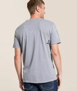Tops|Graphic T-Shirts | Affliction Hold It Down T-Shirt Silver Grey Lava Wash