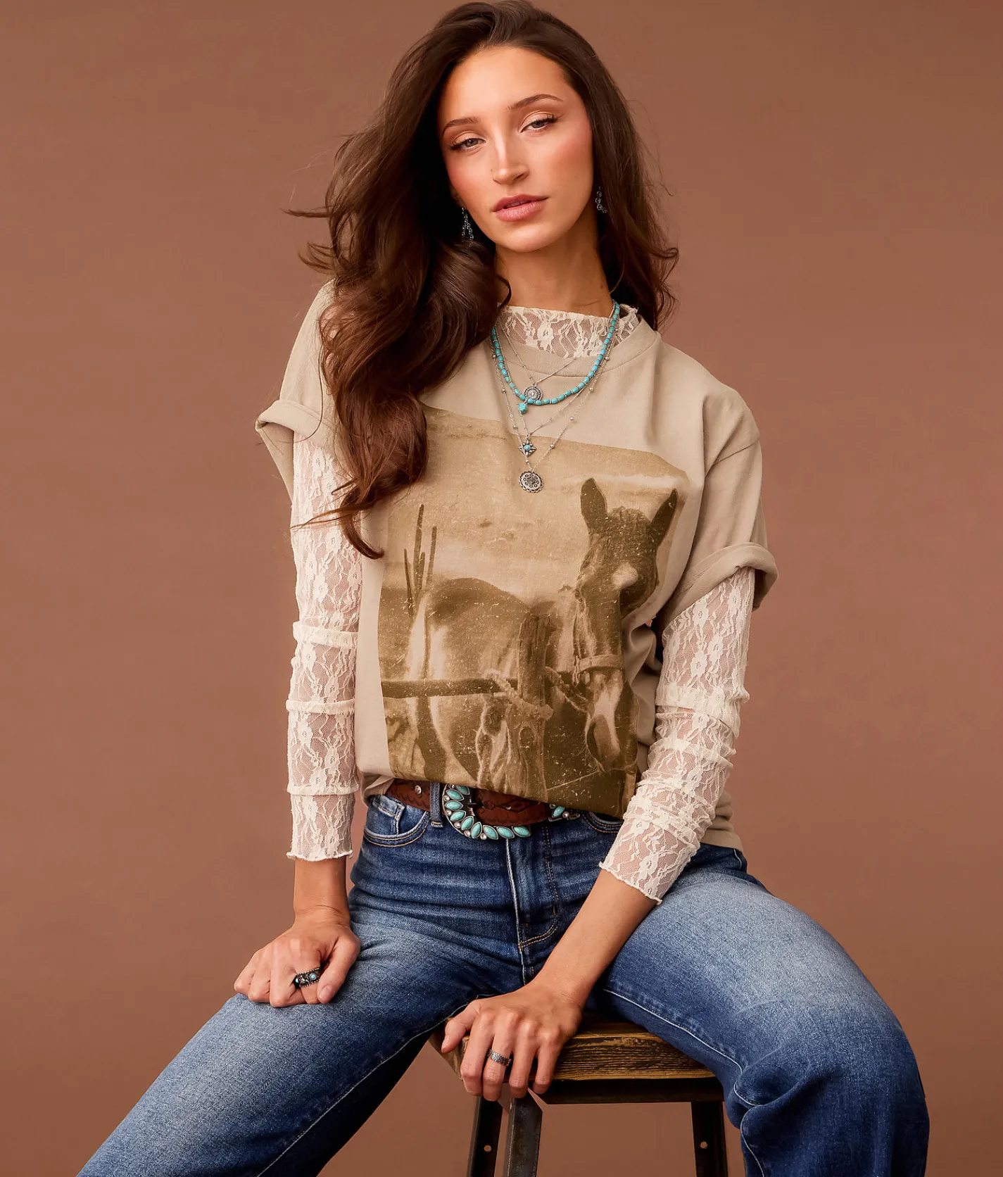 Tops | Sterling & Stitch Hold Your Horses T-Shirt Humus