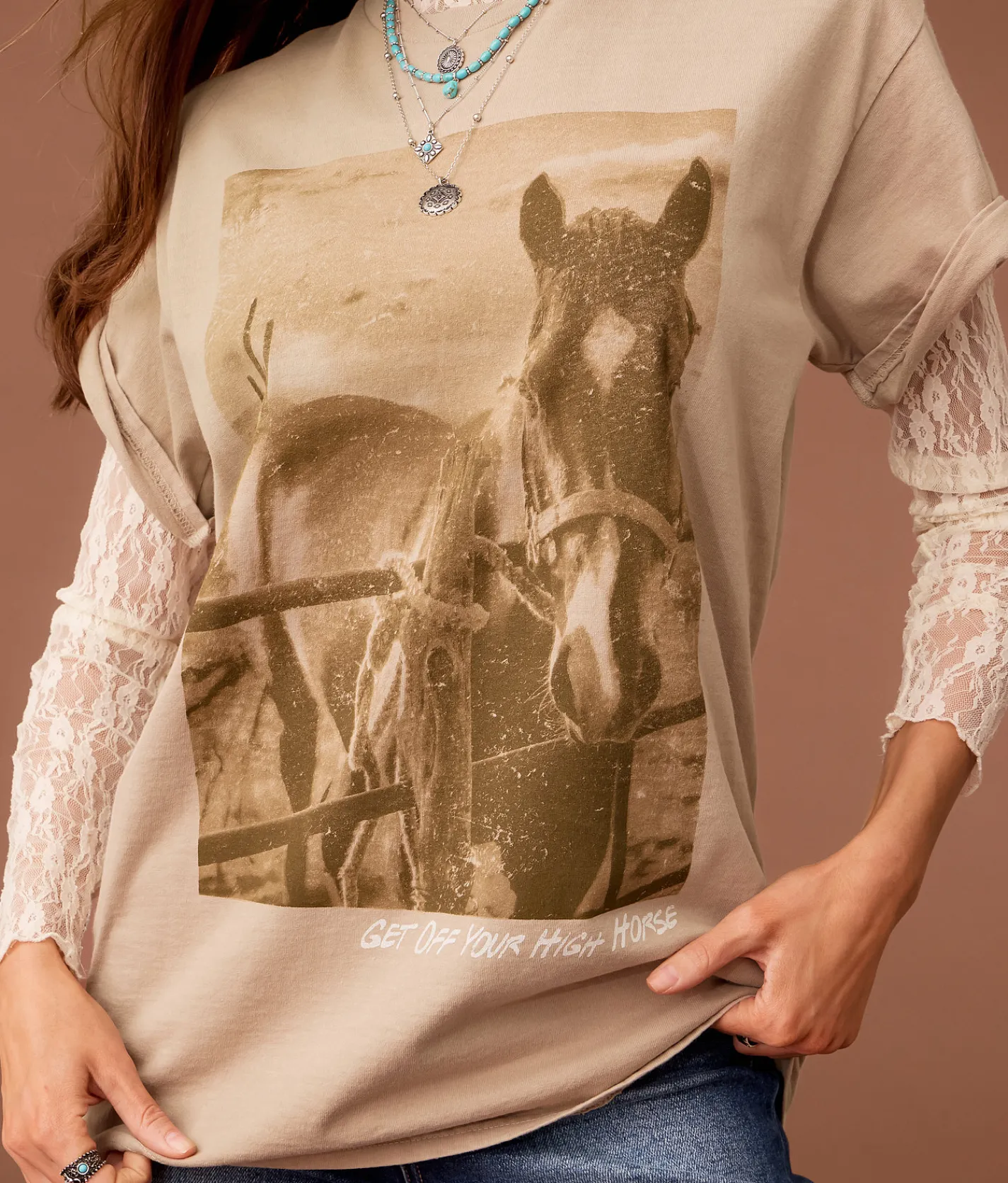 Tops | Sterling & Stitch Hold Your Horses T-Shirt Humus