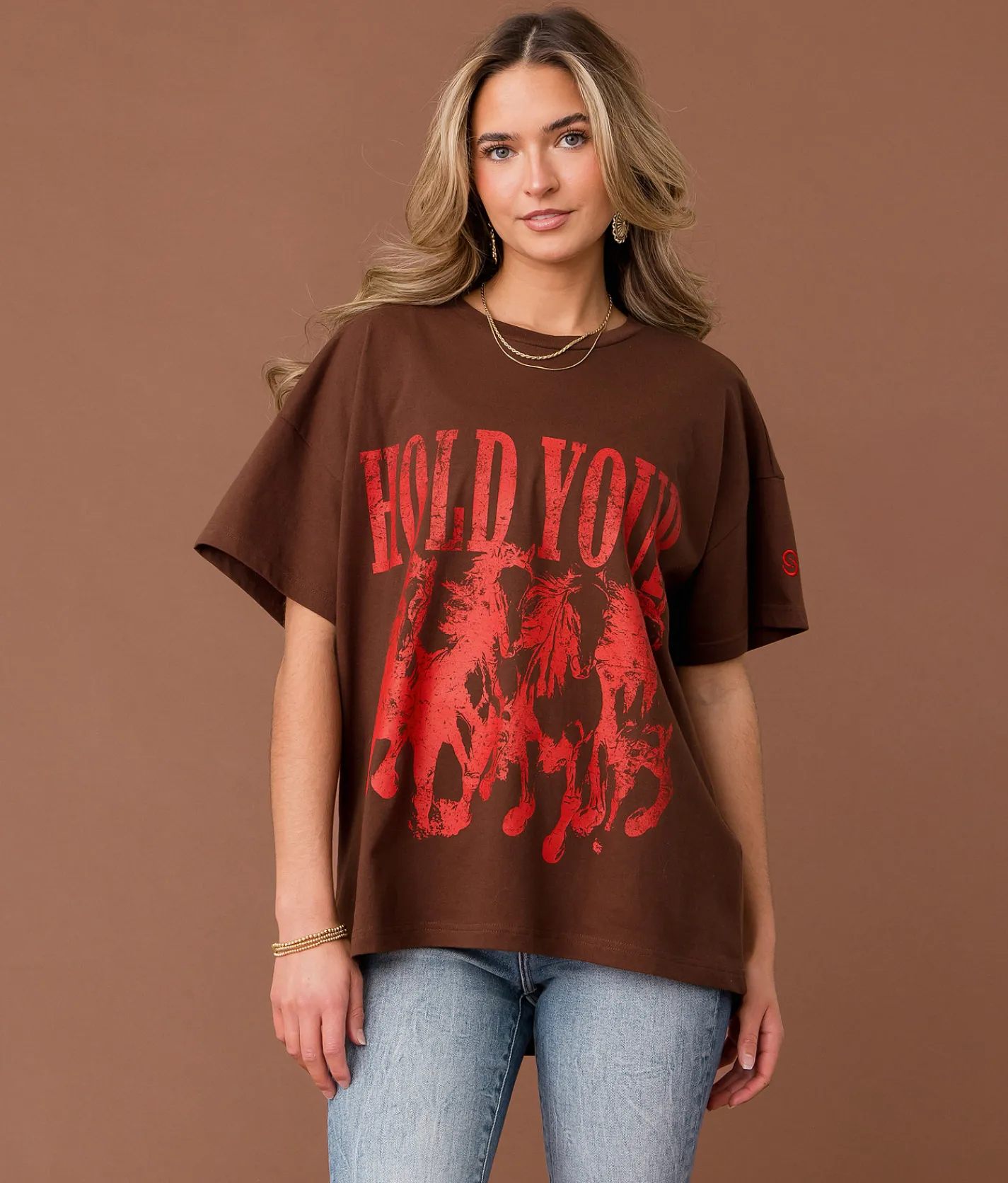 Tops | Sterling & Stitch Hold Your Horses T-Shirt Brown