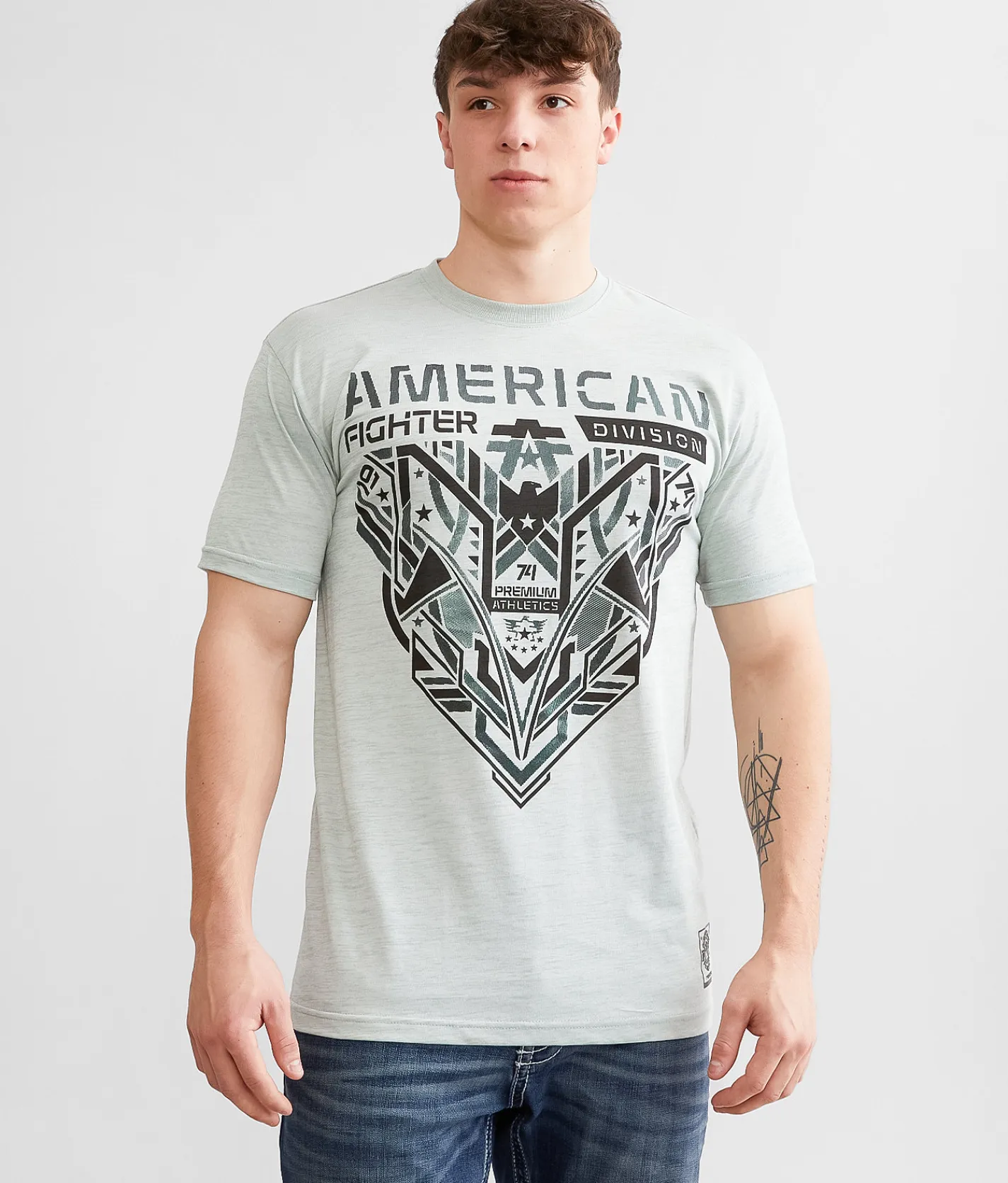 American Fighter Hollins T-Shirt Iceberg Green Zephyr Blue