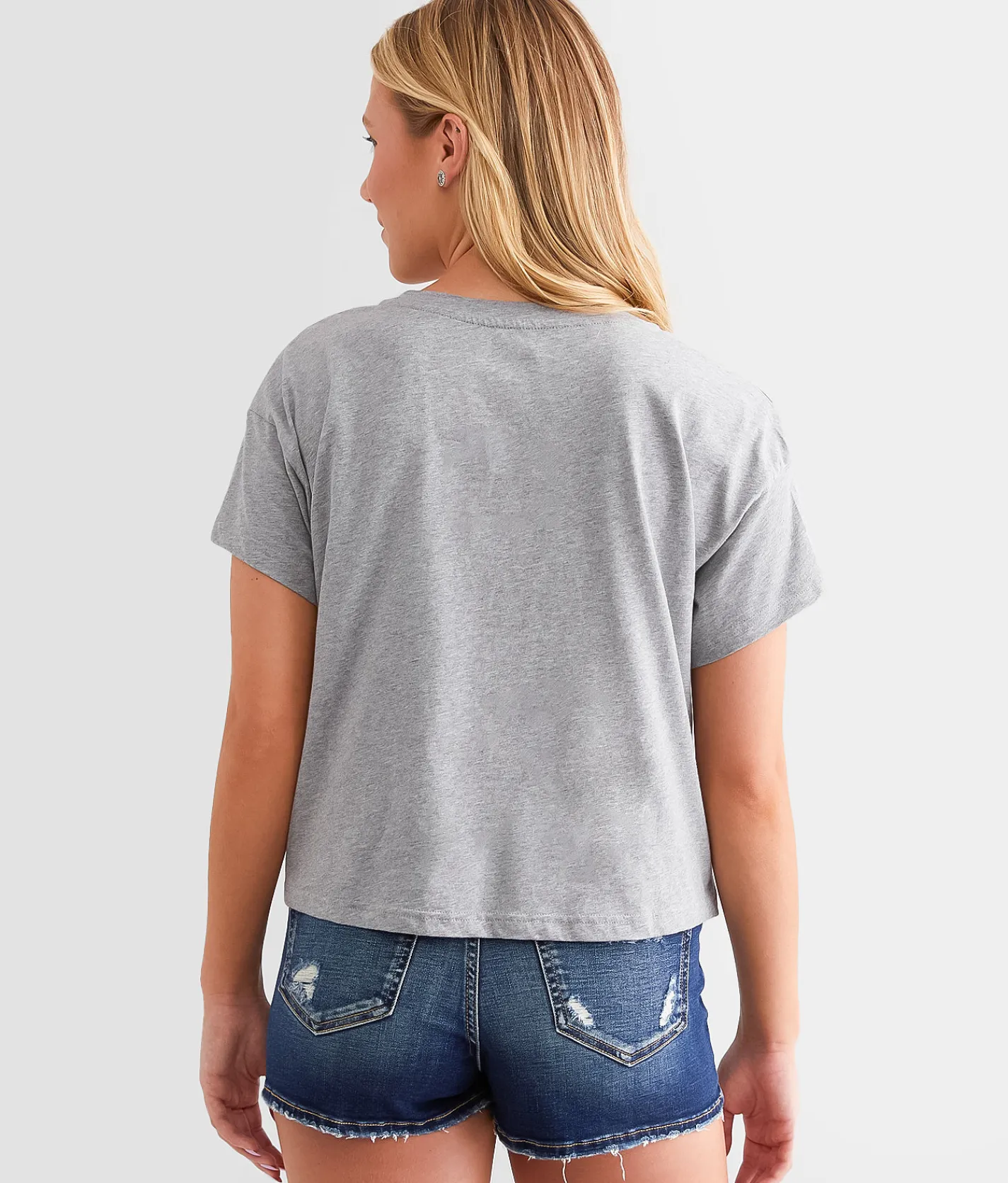 Ariat Homespun Flag Cropped T-Shirt Heather Grey Sale