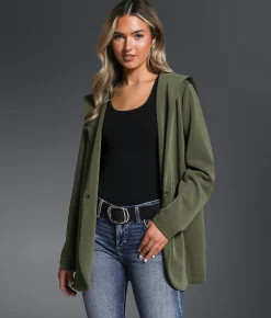 Buckle Black Hooded Blazer Olive Night Best