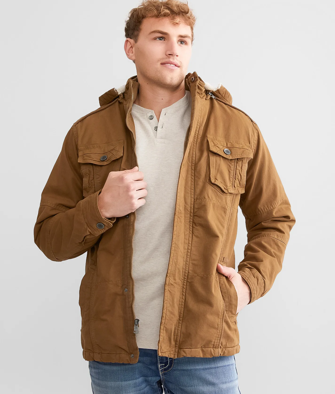 BKE Hooded Canvas Jacket Tobacco Online