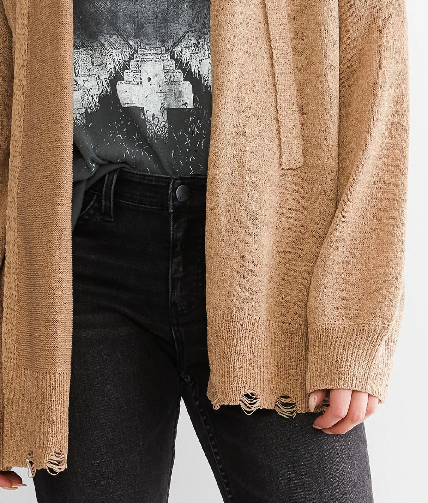 BKE Hooded Cardigan Sweater Roasted Cashew