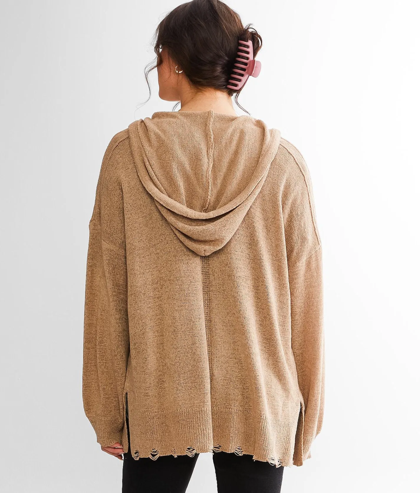 BKE Hooded Cardigan Sweater Roasted Cashew