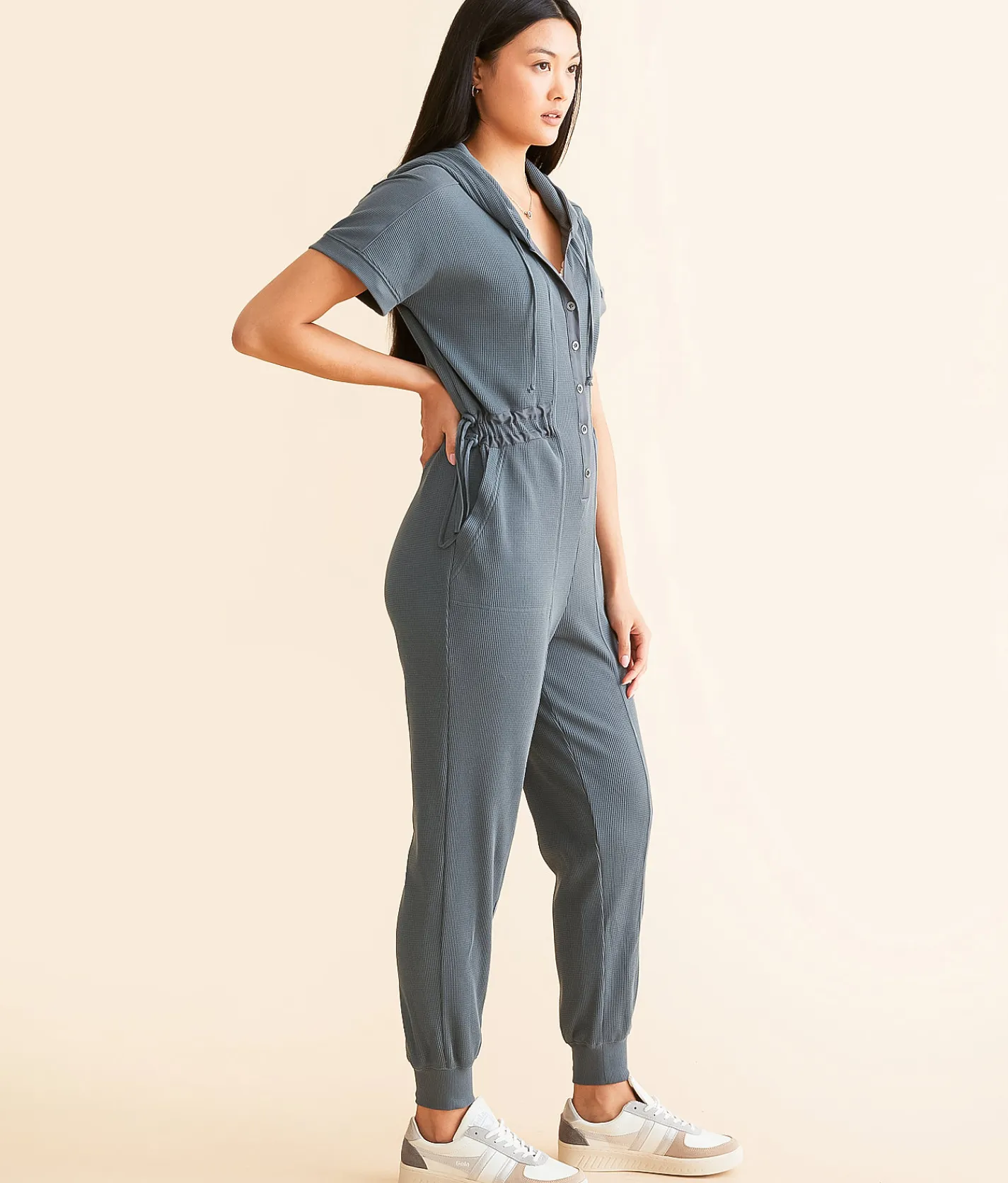 Rompers & Jumpsuits | BKE Hooded Henley Jumpsuit Dark Slate