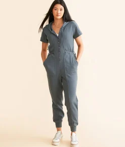 Rompers & Jumpsuits | BKE Hooded Henley Jumpsuit Dark Slate