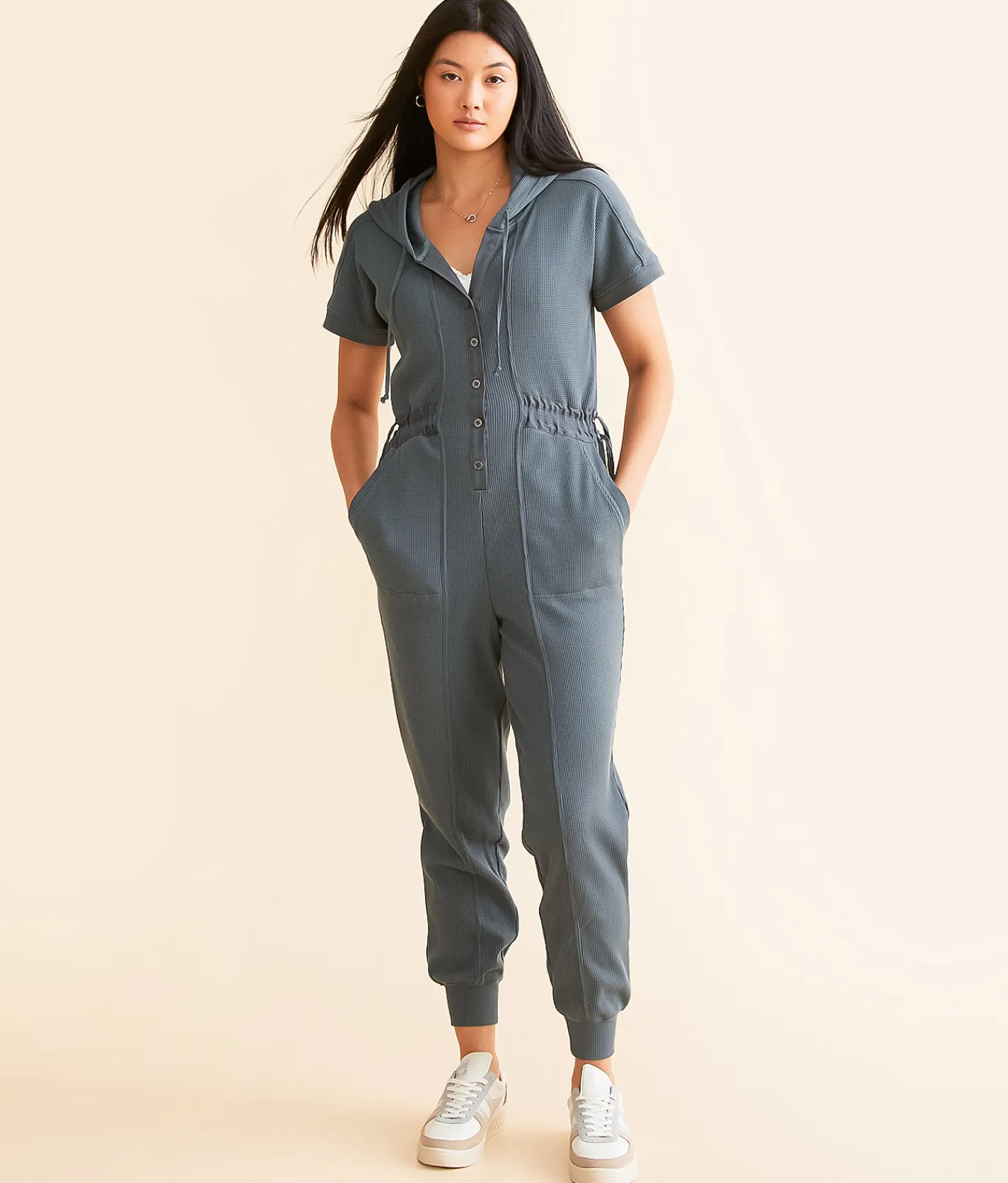 Rompers & Jumpsuits | BKE Hooded Henley Jumpsuit Dark Slate