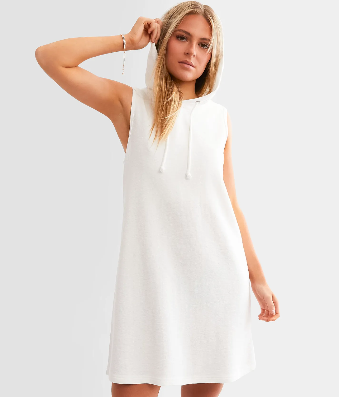 Dresses|Activewear | BKE Hooded Mini Dress White