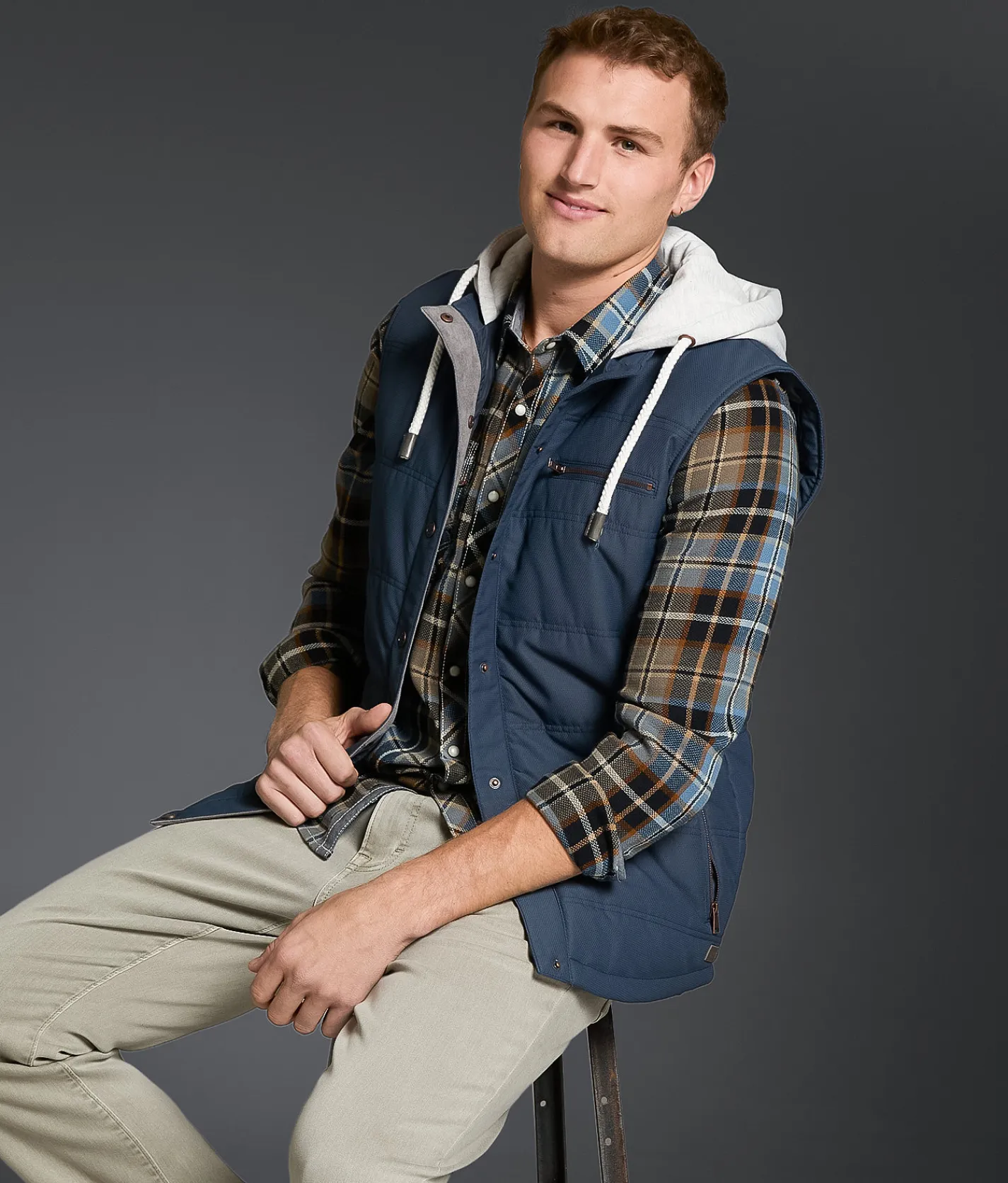 Outpost Makers Hooded Puffer Vest Dark Slate Discount