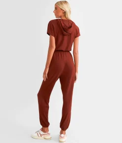 Rompers & Jumpsuits | BKE Hooded Quarter Zip Jumpsuit Madder Brown