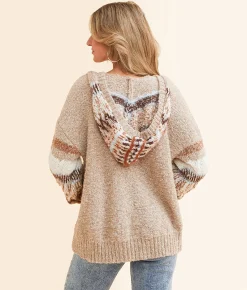 Tops | BKE Hooded V-Neck Sweater Beige