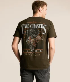 Tops|Graphic T-Shirts | Tail Chasers Club Hooked On Quack T-Shirt Espresso Pigment Dye