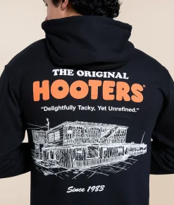 Ripple Junction® Hooters Hooded Sweatshirt Black Hot