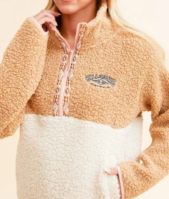Billabong Horizon Half Zip Sherpa Pullover Wet Sand