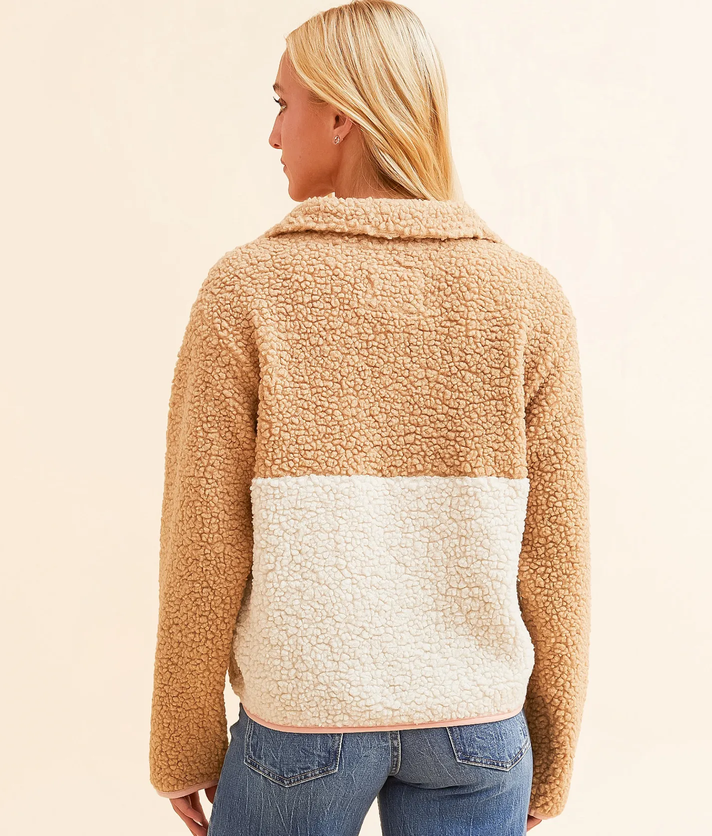 Billabong Horizon Half Zip Sherpa Pullover Wet Sand
