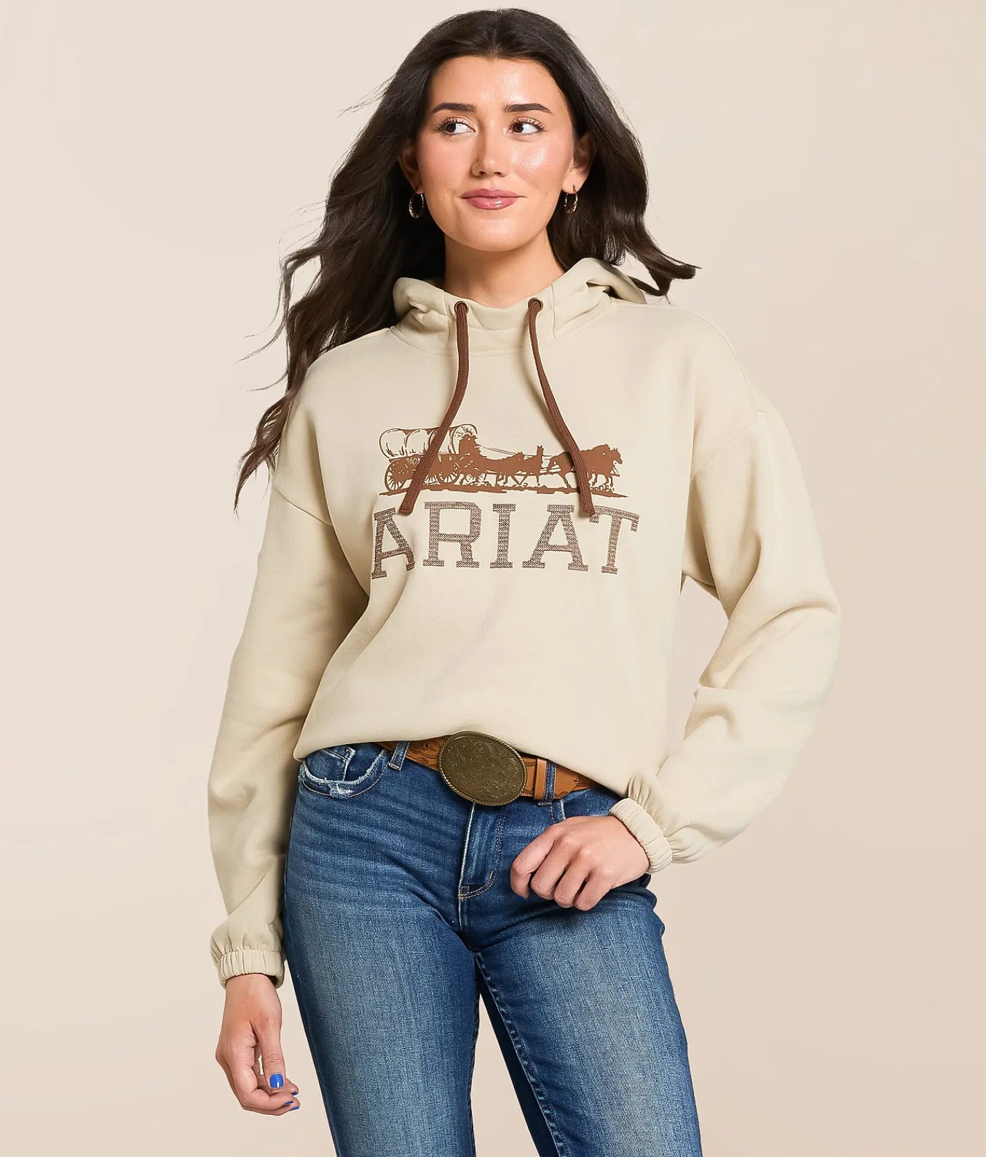 Tops | Ariat Horse Hooded Sweatshirt Oyster Grey