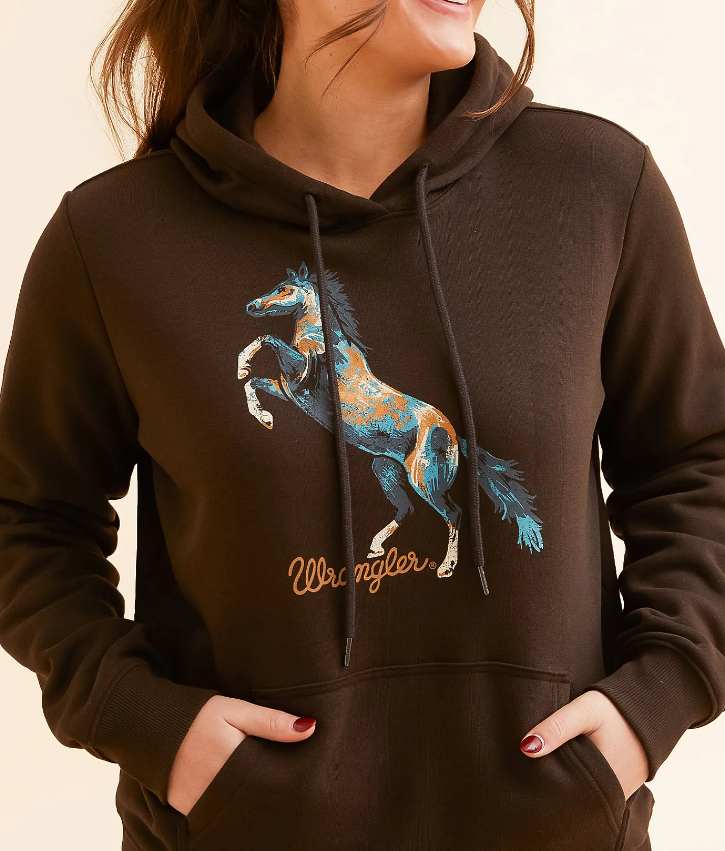 Tops | Wrangler® Horse Hooded Sweatshirt Chocolate Torte