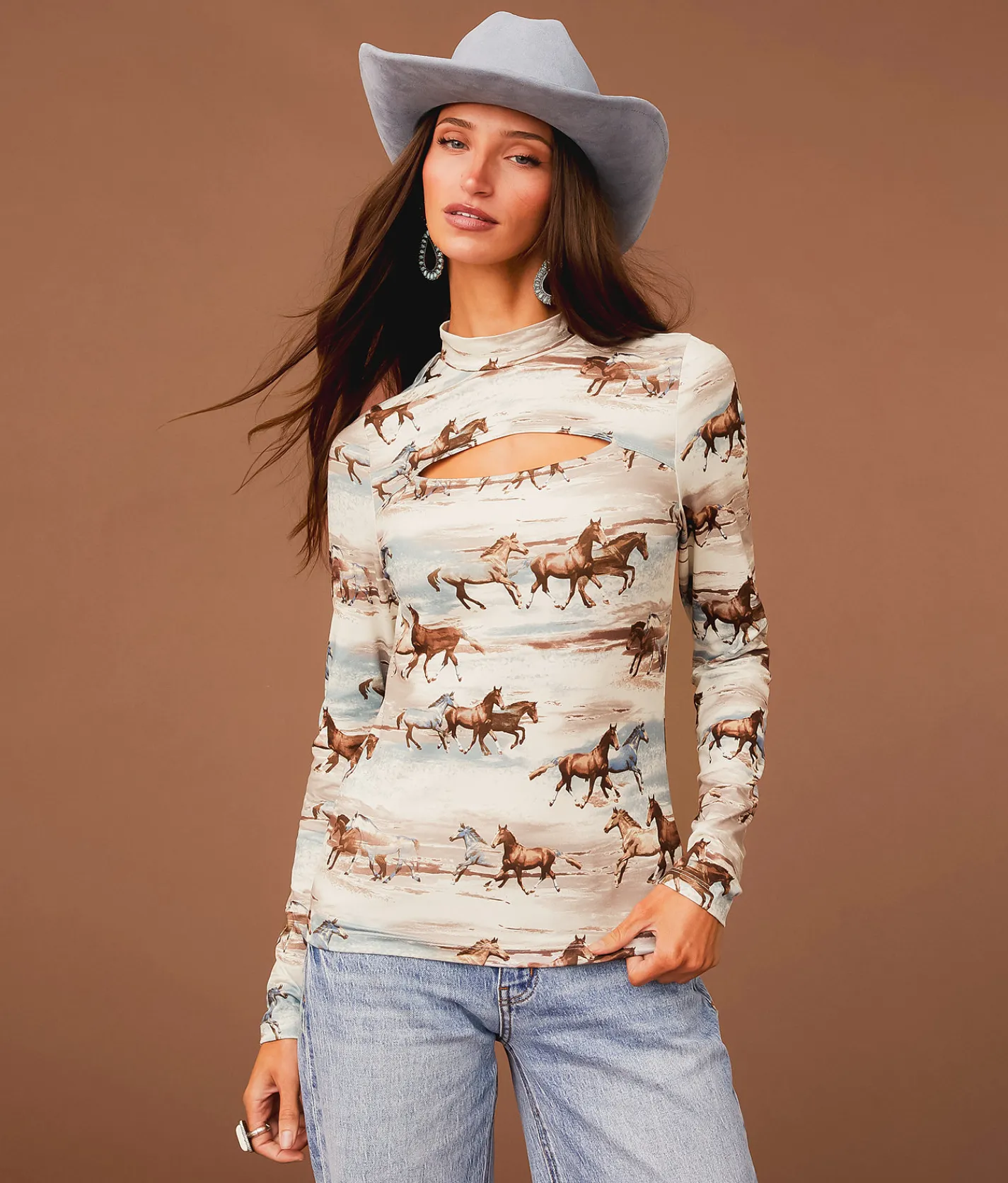 Tops | Sterling & Stitch Horse Print Top Multi
