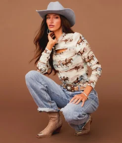 Tops | Sterling & Stitch Horse Print Top Multi