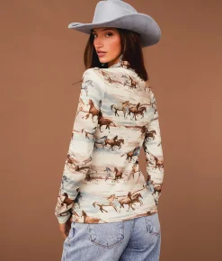 Tops | Sterling & Stitch Horse Print Top Multi
