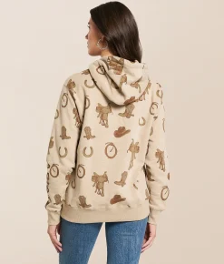 Tops | Ariat Horse Saddle Hooded Sweatshirt Savannah Tan Heather