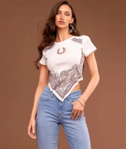 Tops | Sterling & Stitch Horseshoe Hanky T-Shirt White