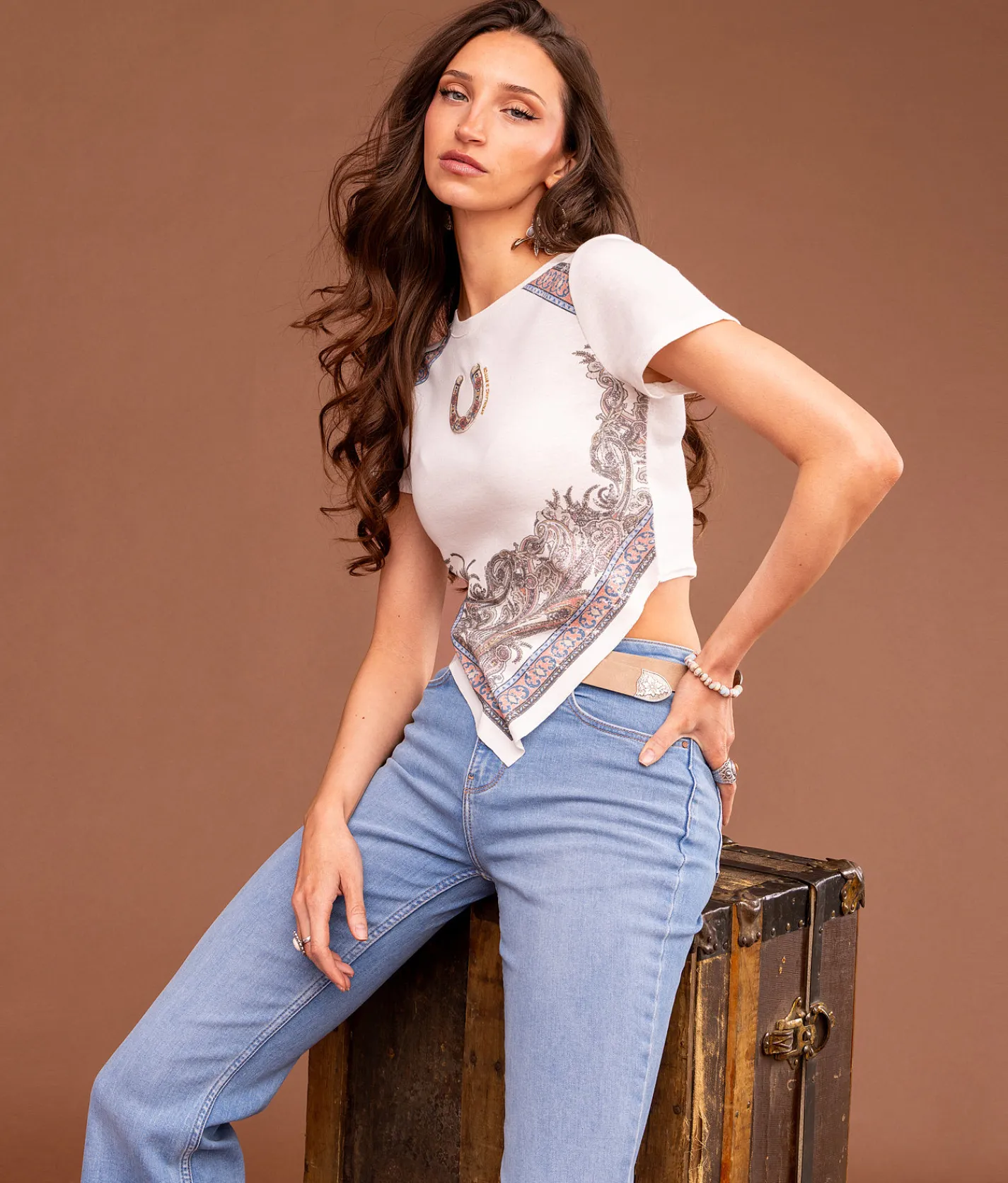 Tops | Sterling & Stitch Horseshoe Hanky T-Shirt White