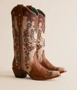 Corral Horseshoe Overlay Leather Western Boot Honey Best