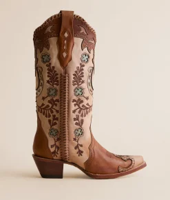 Corral Horseshoe Overlay Leather Western Boot Honey Best