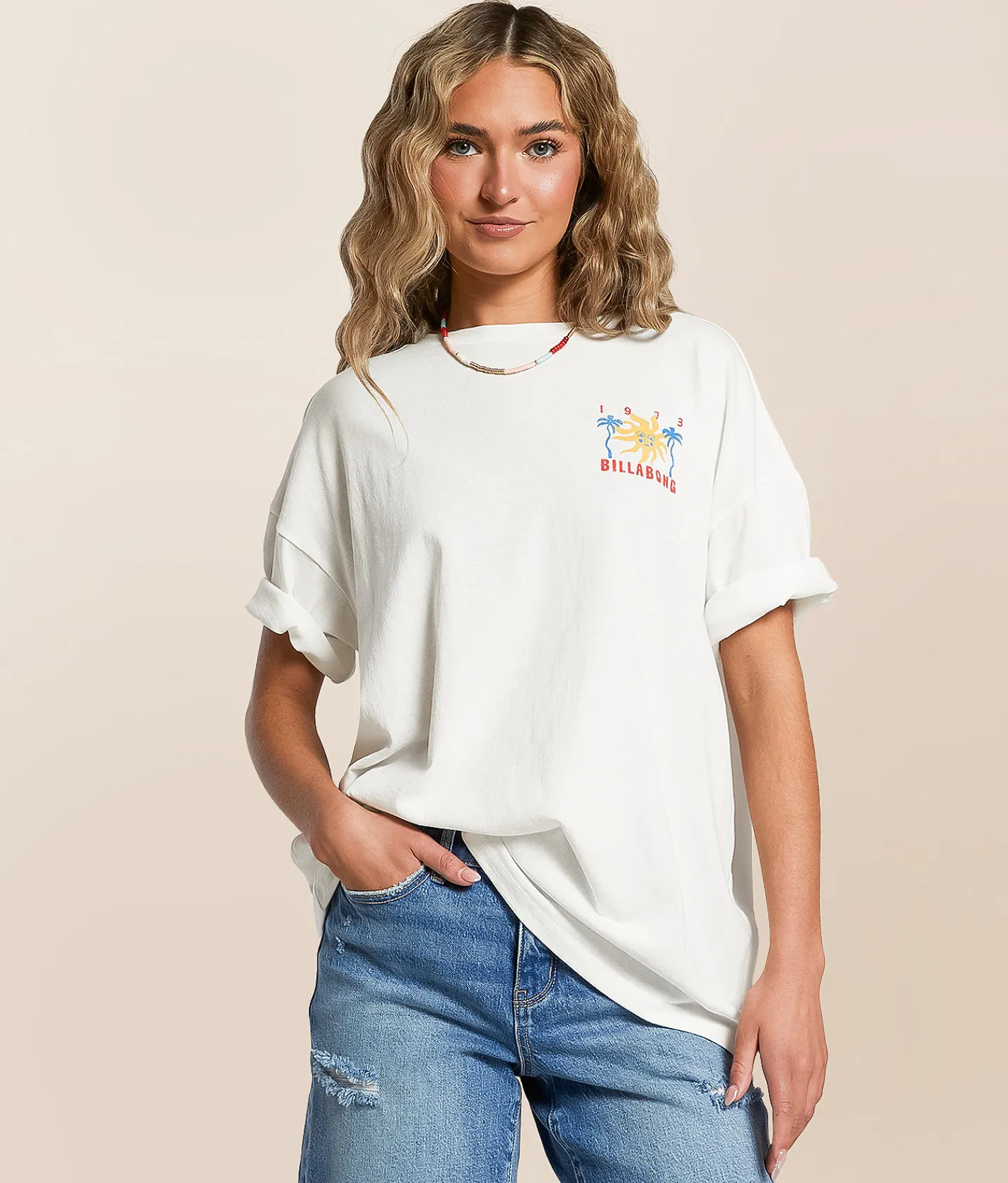 Billabong Hot Haze Oversized T-Shirt Salt Crystal Discount